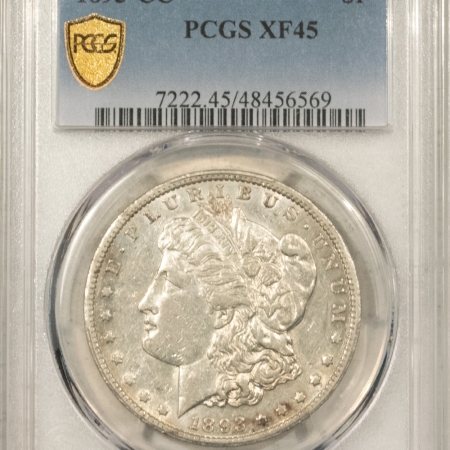 Morgan Dollars 1893-CC MORGAN DOLLAR – PCGS XF-45, FLASHY & LOOKS AU, WELL-STRUCK!