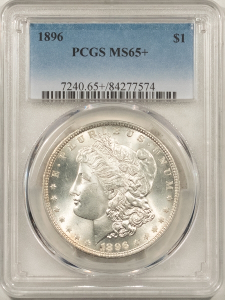 Morgan Dollars 1896 MORGAN DOLLAR – PCGS MS-65+, FRESH WHITE GEM!