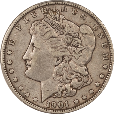 CAC Approved Coins 1901 MORGAN DOLLAR, DOUBLED DIE REVERSE – PCGS VF-35 CAC! PERFECT CIRC, TOUGH!
