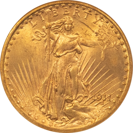 $20 1911-D $20 ST GAUDENS GOLD – NGC MS-64, SMOOTH & PLEASING!