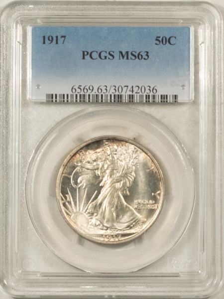 New Certified Coins 1917 WALKING LIBERTY HALF DOLLAR – PCGS MS-63, PREMIUM QUALITY!