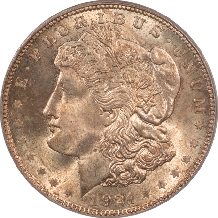 Morgan Dollars 1921 MORGAN DOLLAR – PCGS MS-64, ORIGINAL TONED, OLD GREEN HOLDER!