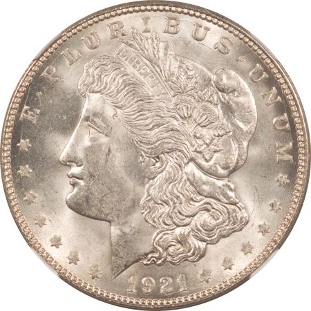 Morgan Dollars 1921-D MORGAN DOLLAR – NGC MS-63, BLAST WHITE! PREMIUM QUALITY!
