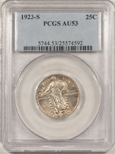 New Certified Coins 1923-S STANDING LIBERTY QUARTER – PCGS AU-53, FRESH & FLASHY, KEY-DATE!