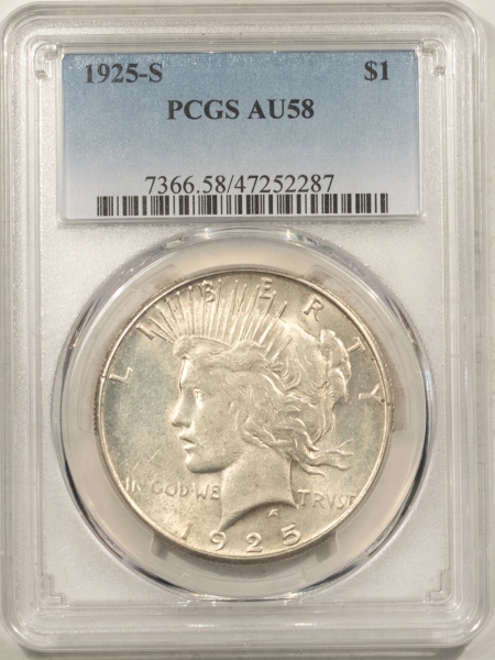 New Certified Coins 1925-S PEACE DOLLAR – PCGS AU-58, FRESH & LOOKS UNCIRCULATED