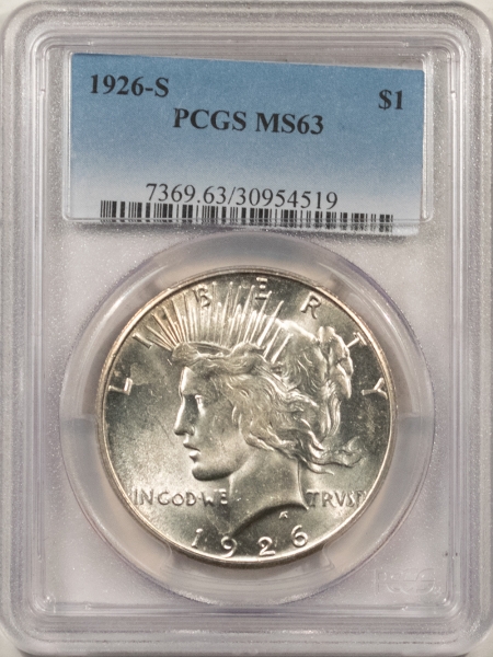 New Certified Coins 1926-S PEACE DOLLAR – PCGS MS-63, PREMIUM QUALITY!