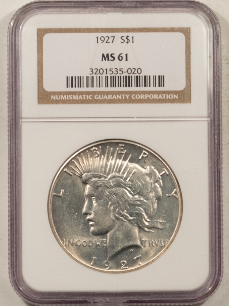 New Certified Coins 1927 PEACE DOLLAR – NGC MS-61, BLAST WHITE