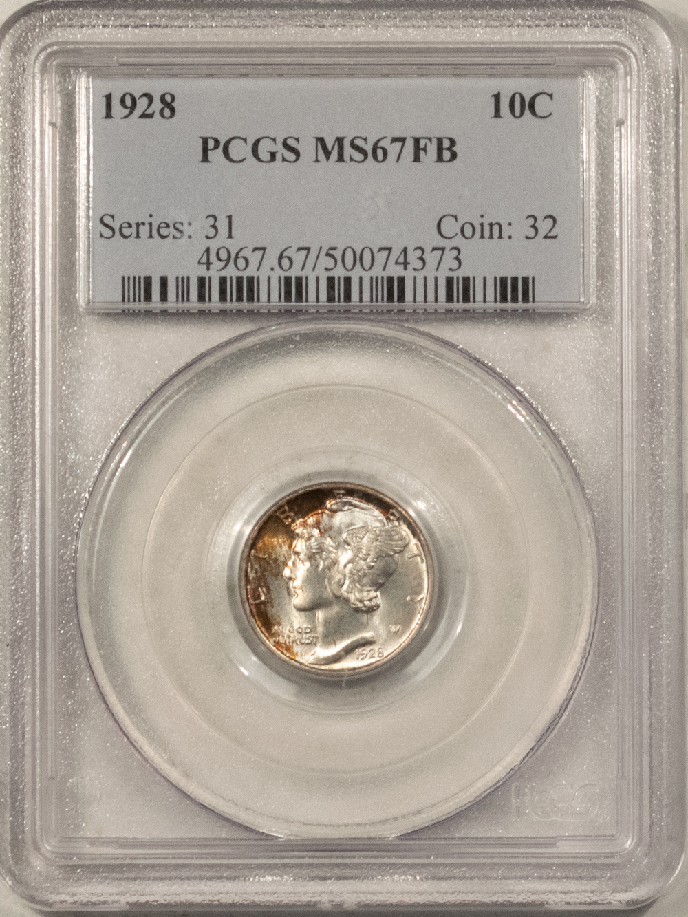 1928 MERCURY DIME - PCGS MS-67 FB, PRETTY & SUPERB GEM! TOUGH! - The ...