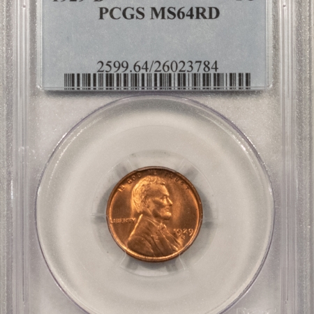 Lincoln Cents (Wheat) 1929-D LINCOLN CENT – PCGS MS-64 RD, FIERY & NICE!
