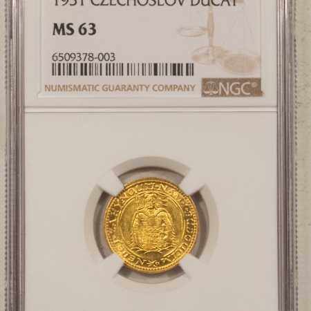 New Certified Coins 1931 CZECHOSLOVAKIA GOLD DUKAT, KM-8 – NGC MS-63, FLASHY CHOICE+ & SCARCE!