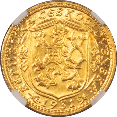 New Certified Coins 1931 CZECHOSLOVAKIA GOLD DUKAT, KM-8 – NGC MS-63, FLASHY CHOICE+ & SCARCE!