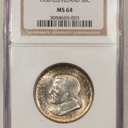 New Store Items 1936 CLEVELAND COMMEMORATIVE HALF DOLLAR NGC MS64, LOVELY COLOR, PREMIUM QUALITY