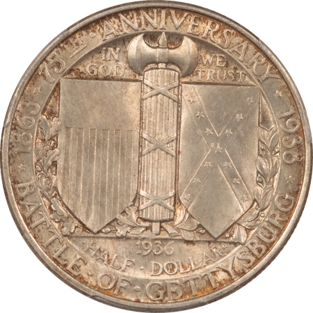 New Certified Coins 1936 GETTYSBURG COMMEMORATIVE HALF DOLLAR – PCGS MS-65, PRETTY GEM!