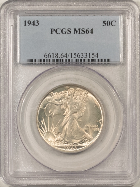 New Certified Coins 1943 WALKING LIBERTY HALF DOLLAR – PCGS MS-64