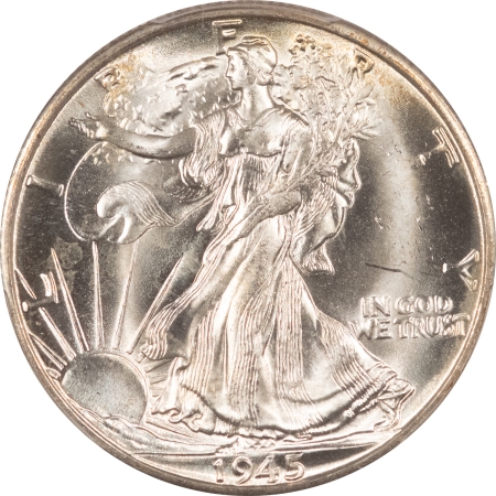 New Certified Coins 1945-D WALKING LIBERTY HALF DOLLAR – PCGS MS-65 BLAZING WHITE!