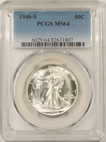New Certified Coins 1946-S WALKING LIBERTY HALF DOLLAR – PCGS MS-64, BLAST WHITE & PREMIUM QUALITY!