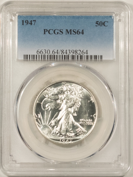 New Certified Coins 1947 WALKING LIBERTY HALF DOLLAR – PCGS MS-64, LOOKS 66! PREMIUM QUALITY!