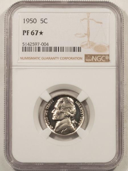 Jefferson Nickels 1950 PROOF JEFFERSON NICKEL – NGC PF-67 STAR, SHOULD BE CAMEO!