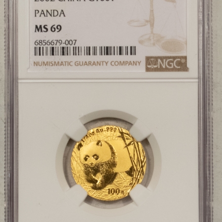 New Store Items 2002 CHINA .999 100 YUAN 1/4 OZ GOLD PANDA – NGC MS-69, PRISTINE