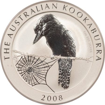 Bullion 2008-P $1 AUSTRALIA KOOKABURRA, 1 OZ SILVER – PCGS MS-70, PERFECT, REALLY TOUGH!