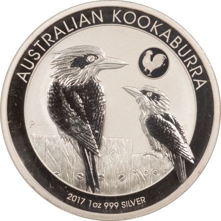 Bullion 2017-P $1 AUSTRALIA KOOKABURRA, ROOSTER PRIVY, 1 OZ .999 SILVER – PCGS MS-69