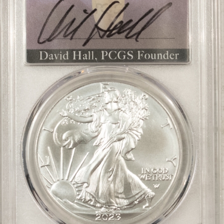 New Store Items 2023 $1 1 OZ AMERICAN SILVER EAGLE PCGS MS-70 FIRST DAY OF ISSUE, DAVID HALL SIG