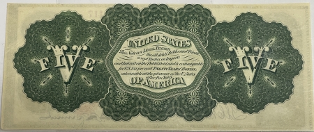 Large U.S. Notes 1862 $5 LEGAL TENDER UNITED STATES NOTE, FR-61a, PCGS CHOICE NEW 63, NICE CRISP