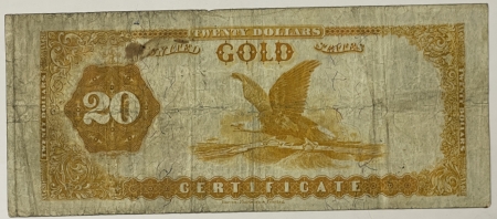 Large Gold Certificates 1882 $20 GOLD CERTIFICATE, FR-1178, ORIGINAL VERY FINE, FEW SPOTS, TOUGH!