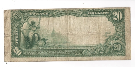Large National Currency 1902 $20 PLAIN-BACK, CHTR #1519, 2ND NATIONAL BANK OF CUMBERLAND, MD-HONEST FINE