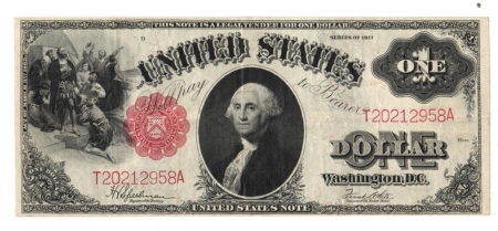 Large U.S. Notes 1917 $1 UNITED STATES NOTE, FR-39, BRIGHT & WHOLESOME CHOICE VF EXAMPLE-FRESH!