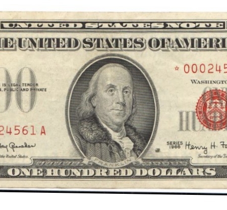 New Store Items 1966 $100 UNITED STATES NOTE, “STAR” FR-1550*, FRESH CH XF-SCARCE & UNDERRATED!