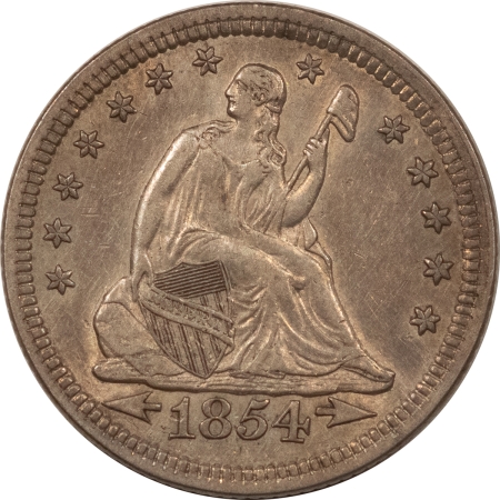 Liberty Seated Quarters 1854 SEATED LIBERTY QUARTER WITH ARROWS – HIGH GRADE NEARLY UNC, LOOKS CHOICE!