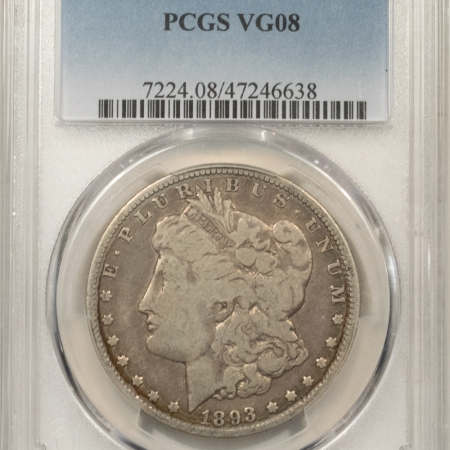 Morgan Dollars 1893-O MORGAN DOLLAR – PCGS VG-8, PRETTY, ORIGINAL!