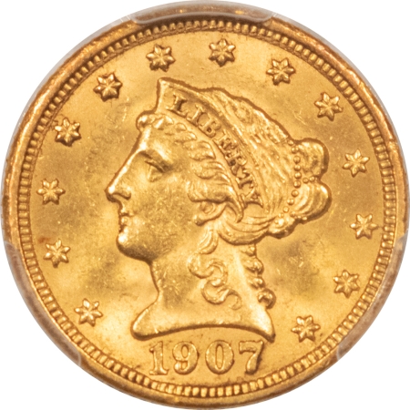$2.50 1907 $2.50 LIBERTY GOLD – PCGS MS-64, FLASHY