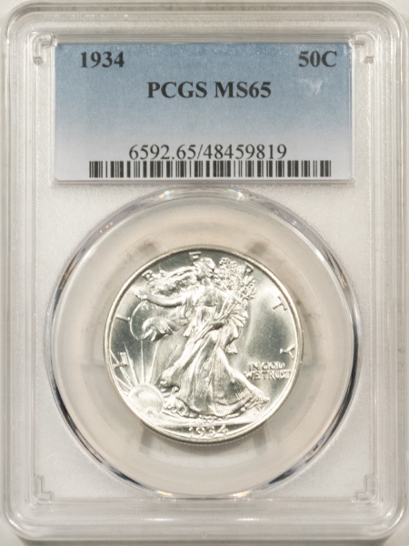 New Certified Coins 1934 WALKING LIBERTY HALF DOLLAR – PCGS MS-65, BLAST WHITE!