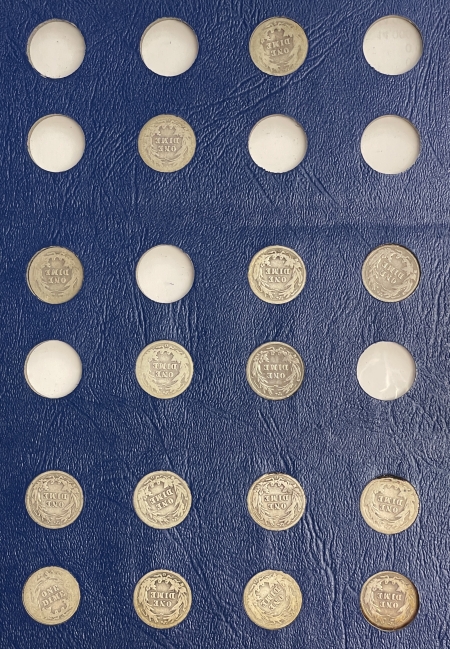 Barber Dimes 1892-1916 BARBER DIME 46 COIN PARTIAL SET, AG-VF, W/ SOME BETTER COINS, IN ALBUM