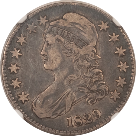 Early Halves 1829 CAPPED BUST HALF DOLLAR, SMALL LETTERS, O-112 – NGC VF-30, NICE ORIGINAL!