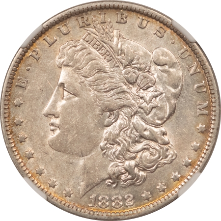 Morgan Dollars 1882-O/S MORGAN DOLLAR, TOP-100, VAM-3 FLUSH S – NGC AU-53, FLASHY!