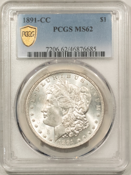 Morgan Dollars 1891-CC MORGAN DOLLAR – PCGS MS-62, FRESH & FLASHY! CARSON CITY!
