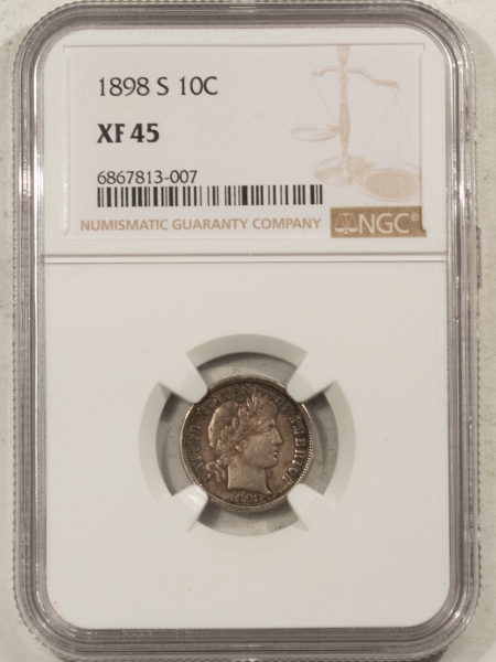 Barber Dimes 1898-S BARBER DIME – NGC XF-45, PREMIUM QUALITY! LOOKS ABOUT UNCIRCULATED!