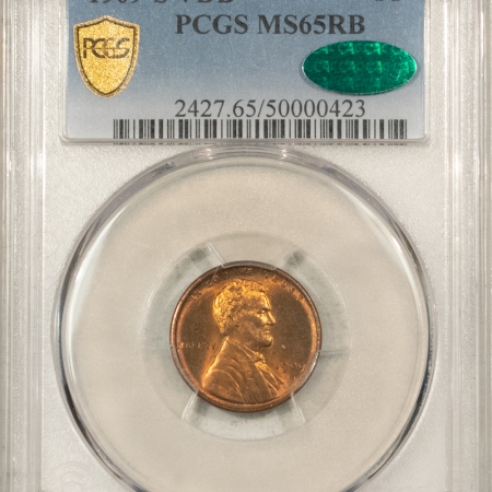 Lincoln Cents (Wheat) 1909-S VDB LINCOLN CENT – PCGS MS-65 RB, GEM! PREMIUM QUALITY! CAC APPROVED!