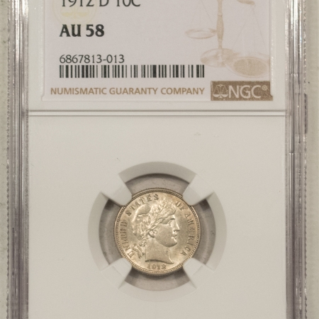 New Store Items 1912-D BARBER DIME – NGC AU-58