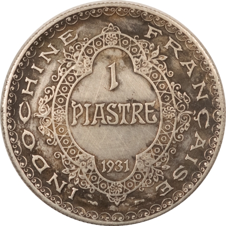 New Store Items 1931 FRENCH INDOCHINA 1 PIASTRE SILVER, KM5a.2 – HIGH GRADE & SCARCE BUT CLEANED