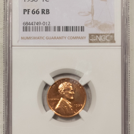 New Store Items 1938 PROOF LINCOLN CENT – NGC PF-66 RB, HIGH GRADE