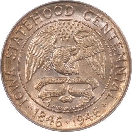 New Certified Coins 1946 IOWA COMMEMORATIVE HALF DOLLAR – PCGS MS-66, PRETTY GEM!