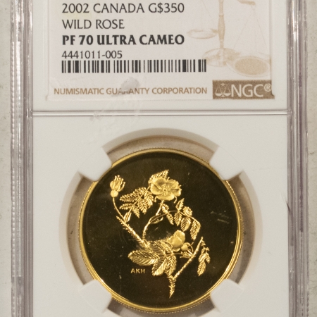 New Store Items 2002 CANADA GOLD $350 PROVINCIAL FLORAL SERIES 1.22 OZ AGW NGC PF70 UCAM, RARE