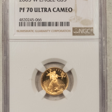 American Gold Eagles, Buffaloes, & Liberty Series 2005-W 1/10 OZ $5 PROOF AMERICAN GOLD EAGLE – NGC PF-70 ULTRA CAMEO!