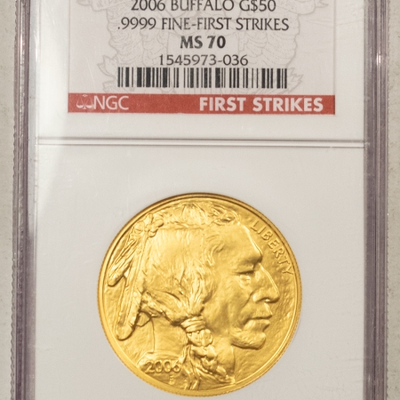 American Gold Eagles, Buffaloes, & Liberty Series 2006 $50 1 OZ AMERICAN BUFFALO GOLD – NGC MS-70 FIRST STRIKE, RED LABEL HOLDER!