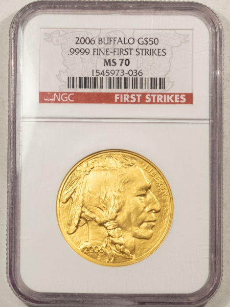 American Gold Eagles, Buffaloes, & Liberty Series 2006 $50 1 OZ AMERICAN BUFFALO GOLD – NGC MS-70 FIRST STRIKE, RED LABEL HOLDER!