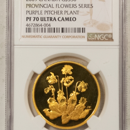New Store Items 2009 CANADA GOLD $350 PROVINCIAL FLORAL SERIES 1.125 OZ AGW NGC PF70 UCAM RARE